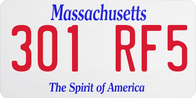 MA license plate 301RF5