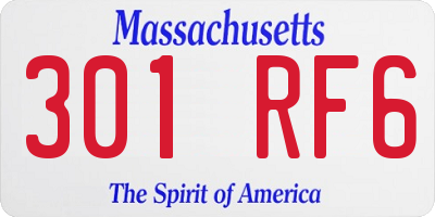 MA license plate 301RF6