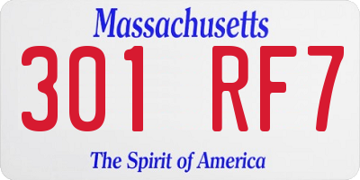 MA license plate 301RF7