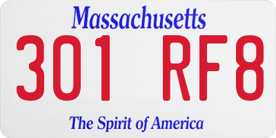 MA license plate 301RF8