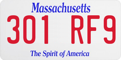 MA license plate 301RF9