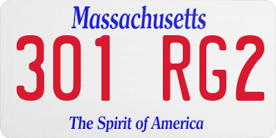 MA license plate 301RG2