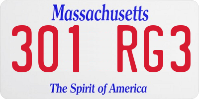MA license plate 301RG3