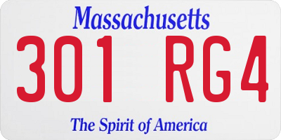 MA license plate 301RG4
