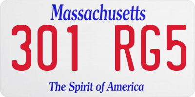 MA license plate 301RG5