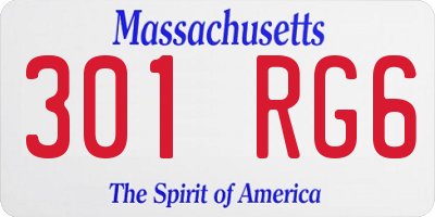 MA license plate 301RG6