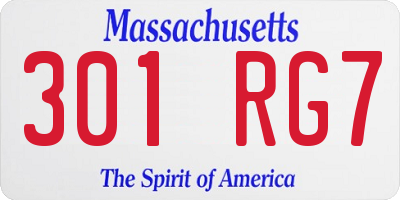 MA license plate 301RG7