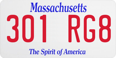 MA license plate 301RG8