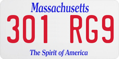 MA license plate 301RG9