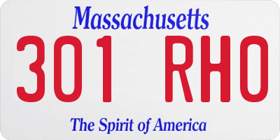 MA license plate 301RH0
