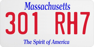 MA license plate 301RH7