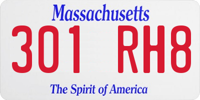 MA license plate 301RH8