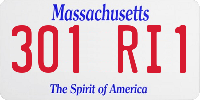 MA license plate 301RI1