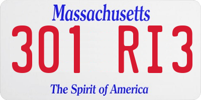 MA license plate 301RI3
