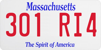 MA license plate 301RI4