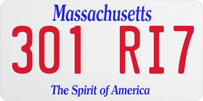 MA license plate 301RI7