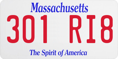 MA license plate 301RI8