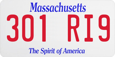 MA license plate 301RI9