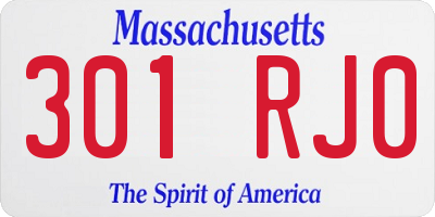 MA license plate 301RJ0