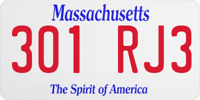 MA license plate 301RJ3