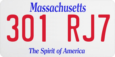 MA license plate 301RJ7