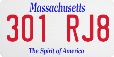 MA license plate 301RJ8