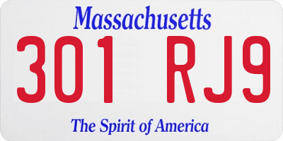 MA license plate 301RJ9