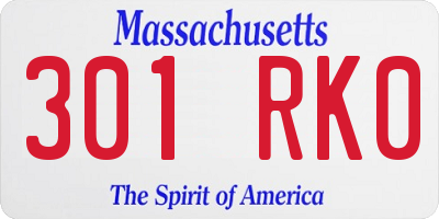 MA license plate 301RK0