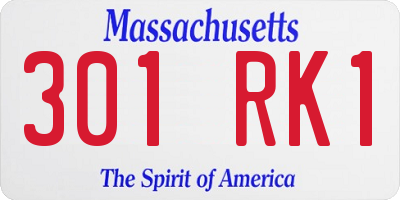 MA license plate 301RK1