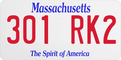 MA license plate 301RK2