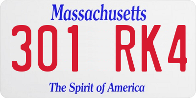MA license plate 301RK4