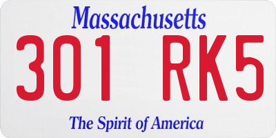 MA license plate 301RK5