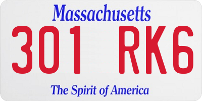 MA license plate 301RK6