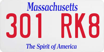 MA license plate 301RK8