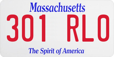 MA license plate 301RL0
