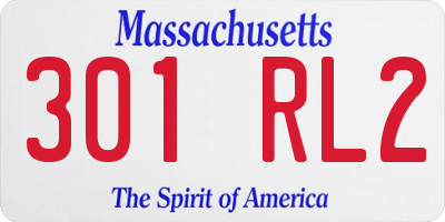 MA license plate 301RL2