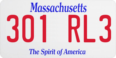 MA license plate 301RL3