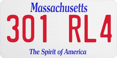 MA license plate 301RL4