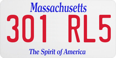MA license plate 301RL5