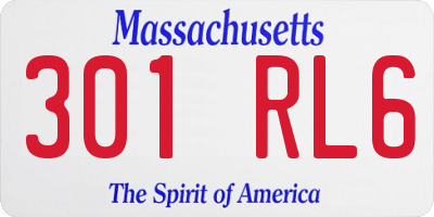 MA license plate 301RL6