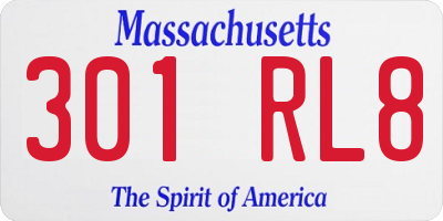MA license plate 301RL8