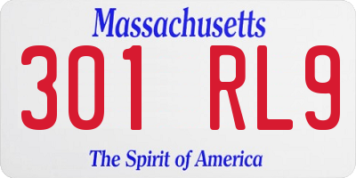 MA license plate 301RL9