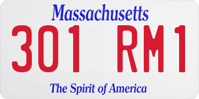 MA license plate 301RM1
