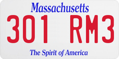 MA license plate 301RM3