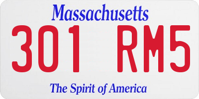 MA license plate 301RM5