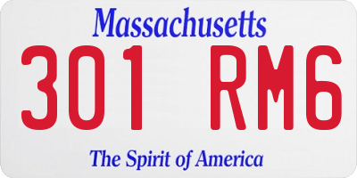 MA license plate 301RM6