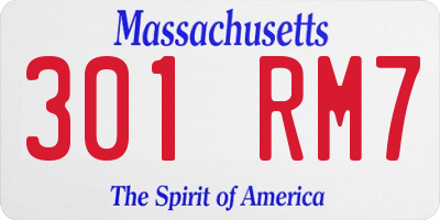 MA license plate 301RM7