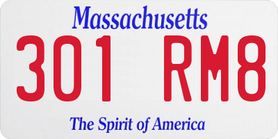 MA license plate 301RM8