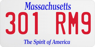 MA license plate 301RM9