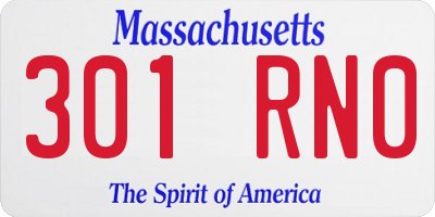 MA license plate 301RN0